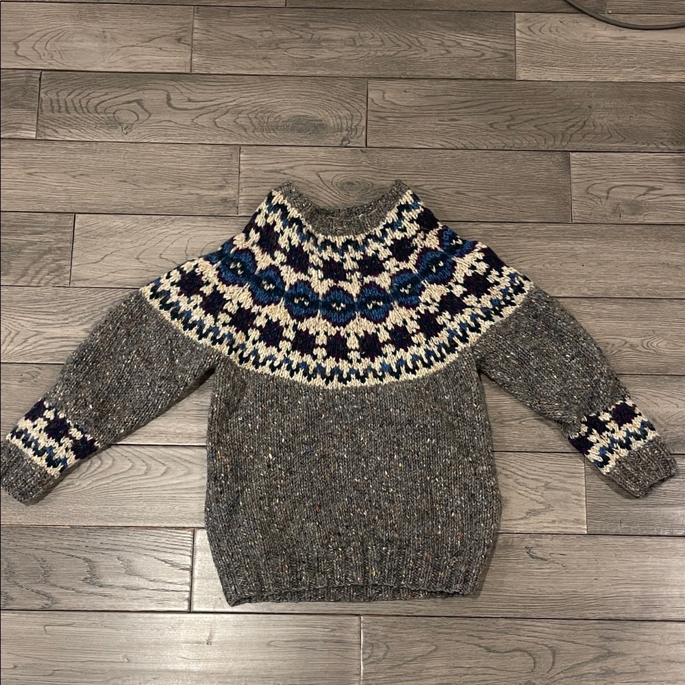 Vintage 1990s Speckled 100% Wool Fair Isle Patterned Knit